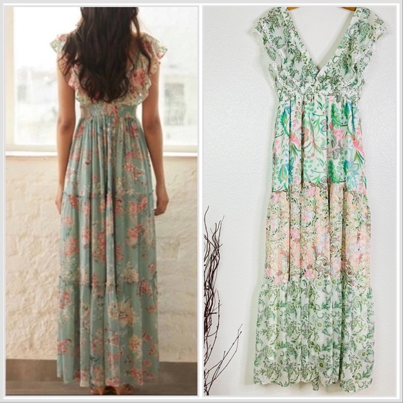 NWT HOUSE OF HARLOW 1960 Tiered Chiffon Maxi Dress - Small - Picture 3 of 7